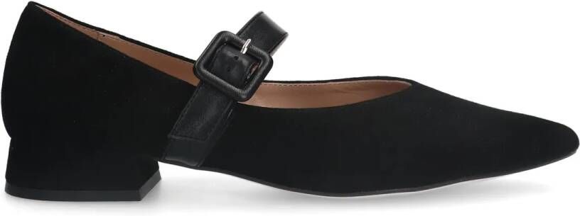 Manfield Zwarte suède loafers met gespsluiting