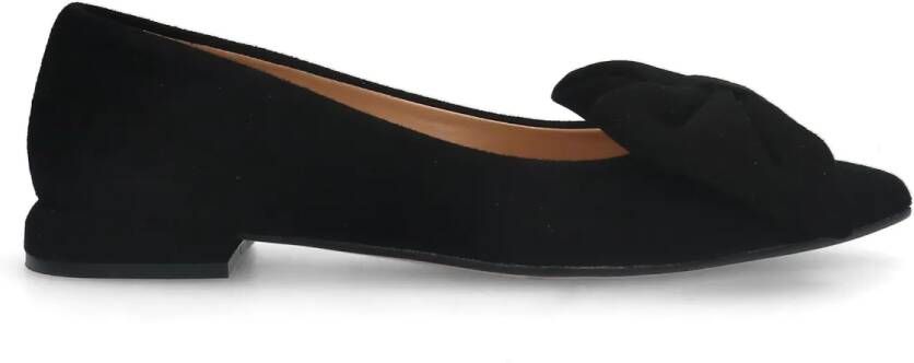 Manfield Zwarte suède loafers met strik