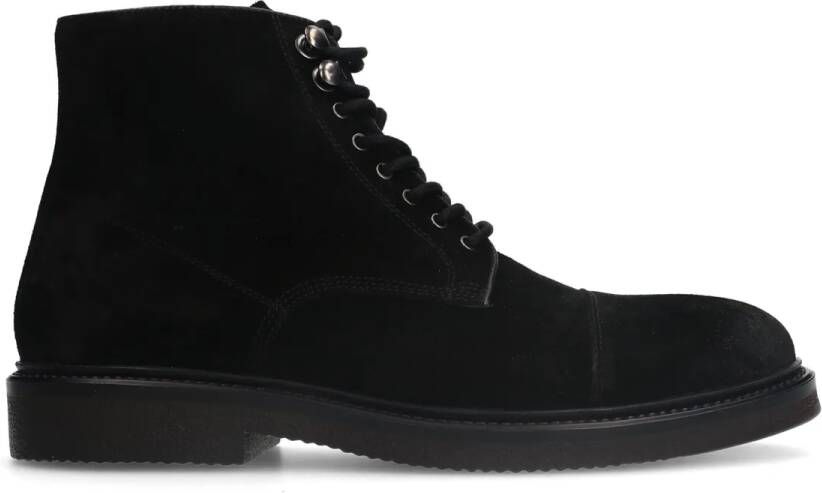 Manfield Zwarte suède veterboots