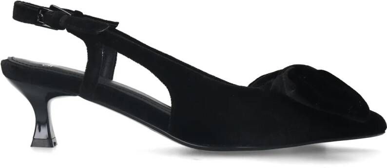 Manfield Zwarte velours slingbacks met strik