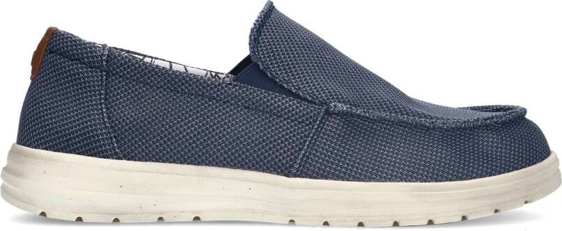 No stress Blauwe textiele loafers