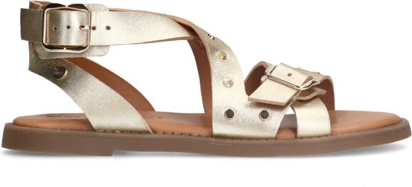 No stress Gouden leren sandalen met studs