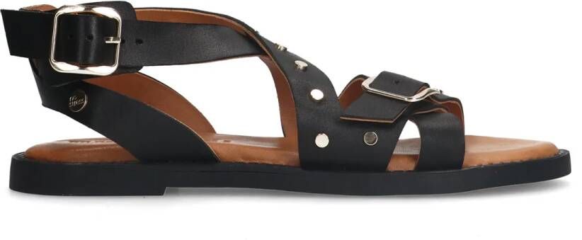 No stress Zwarte leren sandalen met studs