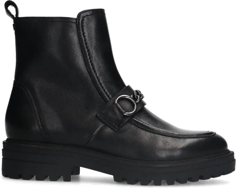 No stress Zwarte leren boots met chain