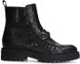 No Stress Dames Zwarte leren boots met crocoprint en chain - Thumbnail 3