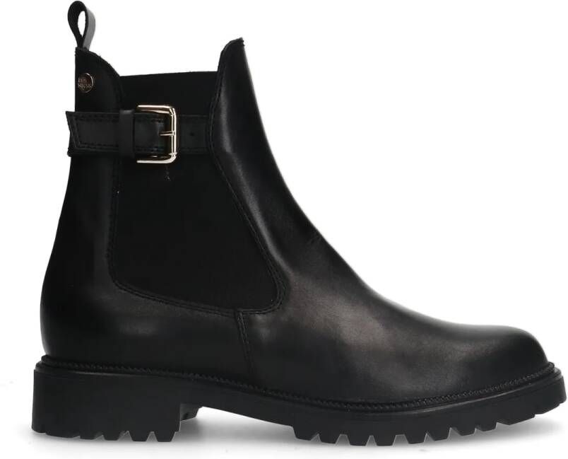 No stress Zwarte leren chelsea boots met gesp