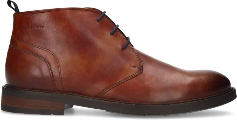 Van lier Cognac leren veterschoenen