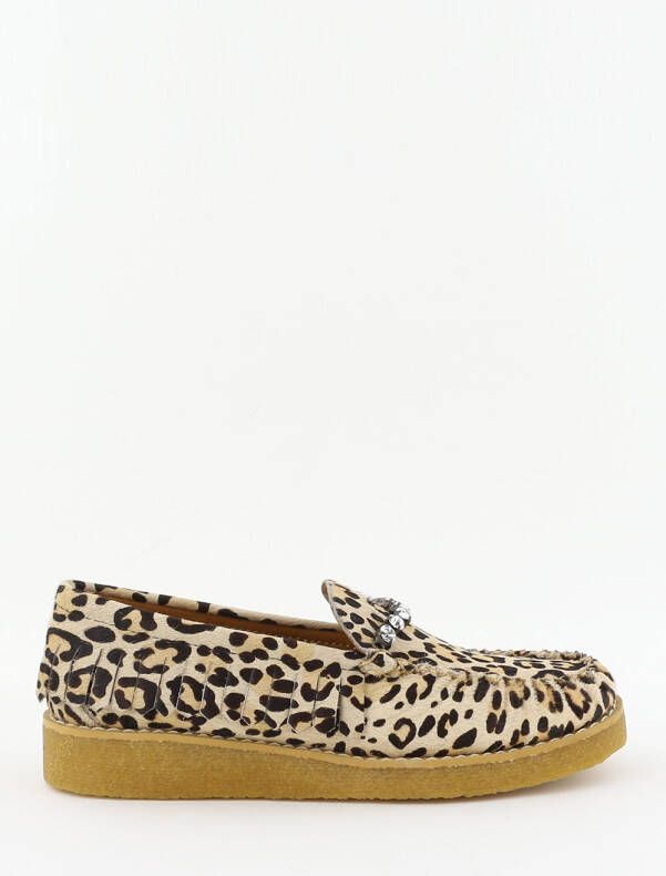 Forte_Forte loafers Sebago met strass ketting dierenprint