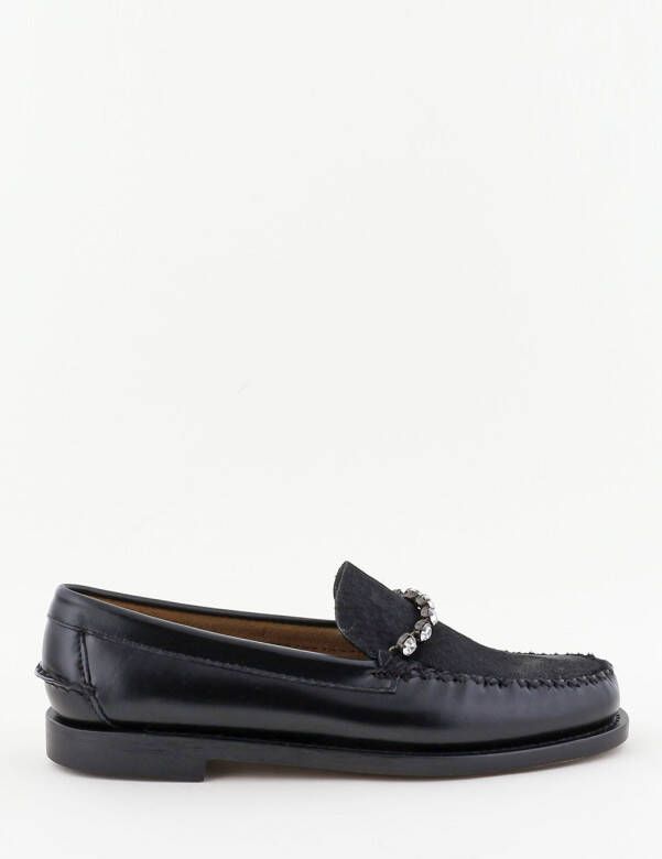 Forte_Forte loafers Sebago met strass ketting zwart