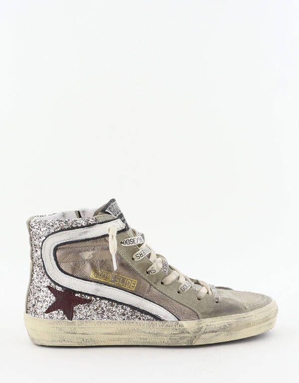 Golden Goose sneakers Slide Laminated met glitters taupe