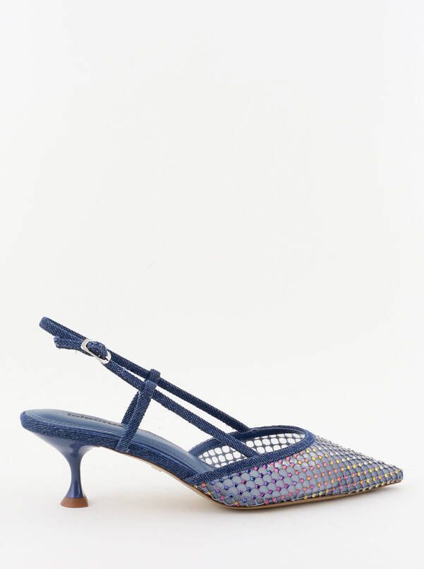 Lola Cruz pumps met strass steentjes 188Z67BK blauw