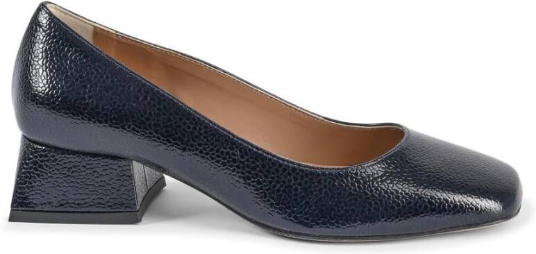 19v69 Italia Navy Leren Vierkante Neus Hakken Pumps Blue Dames