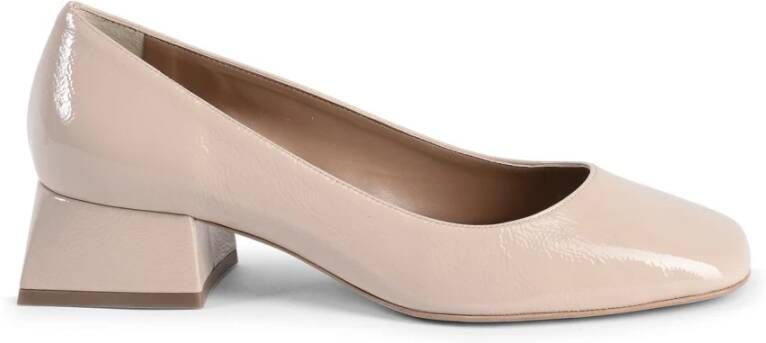 19v69 Italia Nude Leren Ballerina Schoenen met Hak Beige Dames