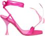 3Juin Sandaaltjes met vierkante hak en struisvogelveren Pink Dames - Thumbnail 1
