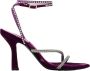 3Juin Paarse Fluwelen Stiletto Sandalen met Kristalversieringen Purple Dames - Thumbnail 1