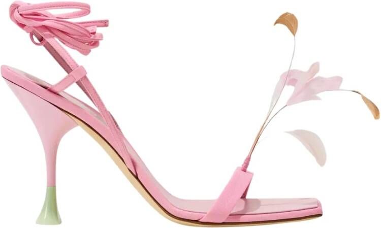 3Juin Roze Kimi sandalen met veters en veren Pink Dames