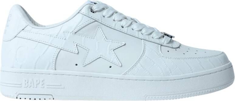 A Bathing APE Panel Leren Sneakers met Logo Motief White Heren