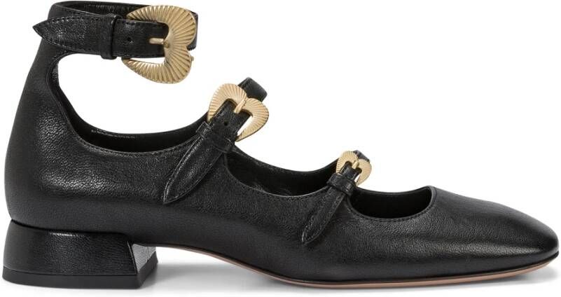 A. Bocca Zwarte Triple Strap Leren Pumps Black Dames