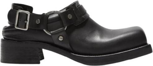 Acne Studios Zwarte Leren Gesp Muilezel Schoenen Black Dames