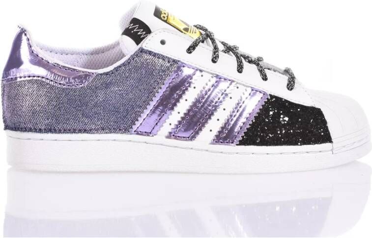 Adidas Handgemaakte Damessneakers Wit Zwart Violet Multicolor Unisex