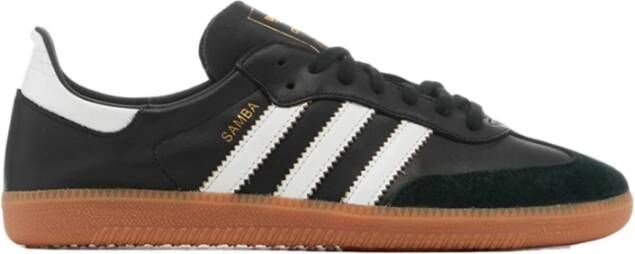 Adidas Originals Zwarte Sneakers met Leren Bovenwerk en Rubberen Zool Black