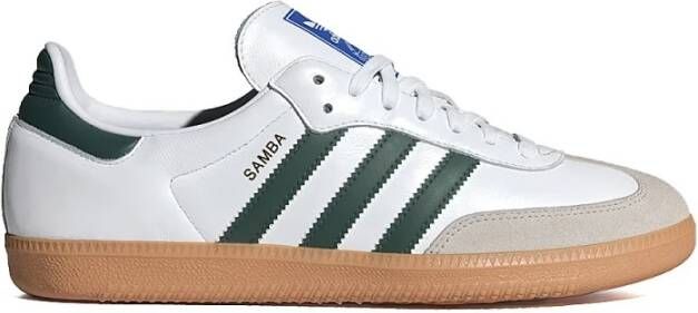 Adidas Witte Leren Sneakers met Groene Strepen Multicolor Dames