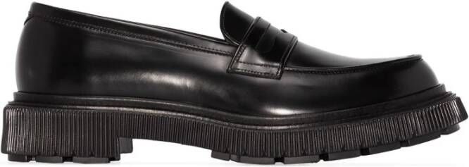 Adieu Paris Zwarte geborsteld leren mocassins Black Heren