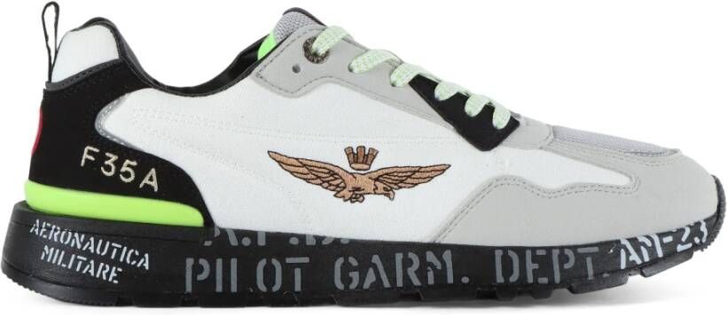 Aeronautica militare Geborduurde stof- en eco-leer sneakers Multicolor Heren