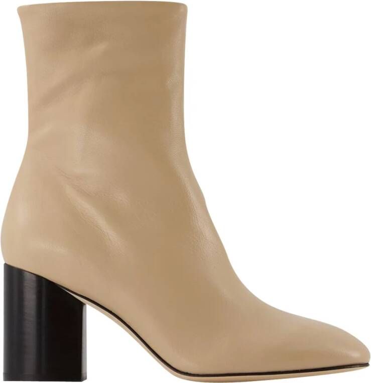 Aeyde Alena 75mm ronde teen enkel in Leatherboot Beige Dames