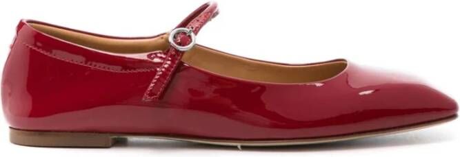 aeyde Cranberry Patent Square Toe Ballet Flats Red Dames