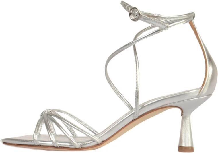 Aeyde Zilveren Sandalen Gelamineerd Nappa Leer Gray Dames