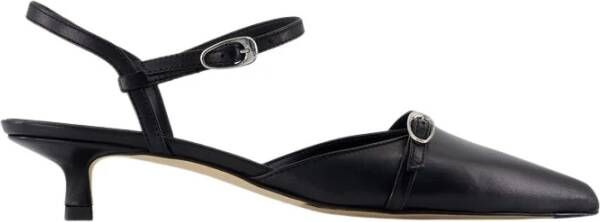 Aeyde Zwarte Leren Sandalen met Enkelband Black Dames