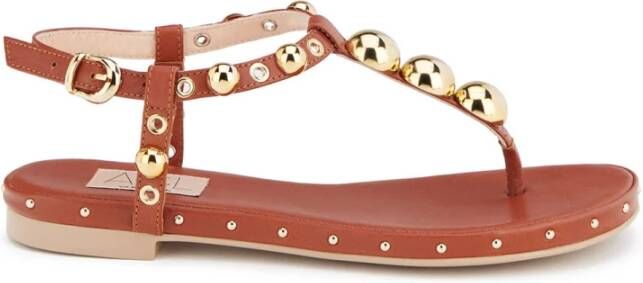 AGL Bruin Leren Casual Open Sandalen Brown Dames