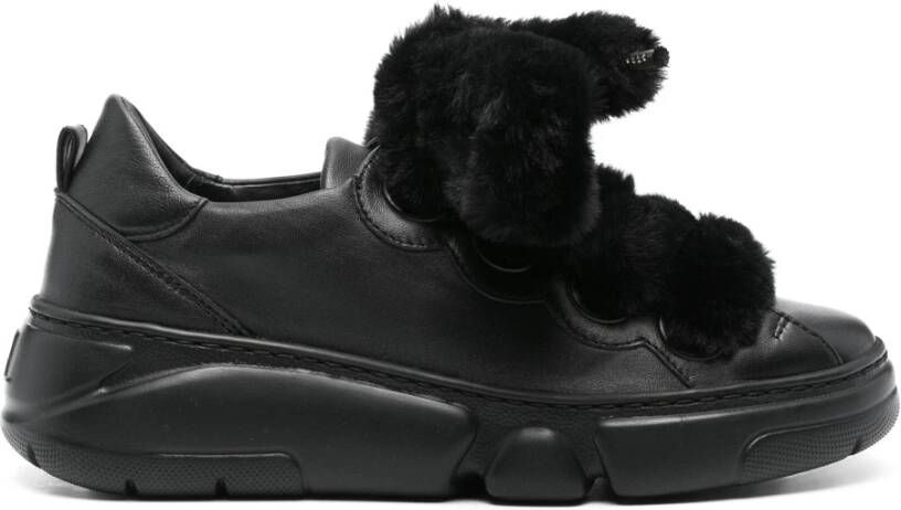 AGL Faux Fur Leren Sneakers Black Dames