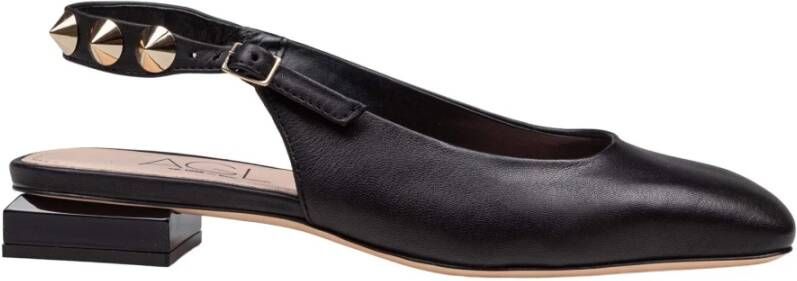 AGL Gespikkelde zwarte leren sling-back ballerina Black Dames