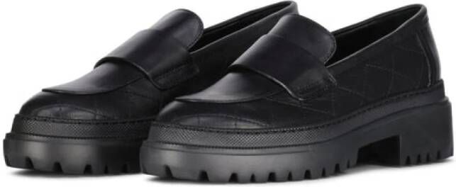 AGL Zachte leren loafers met elegante stiksels Black Dames