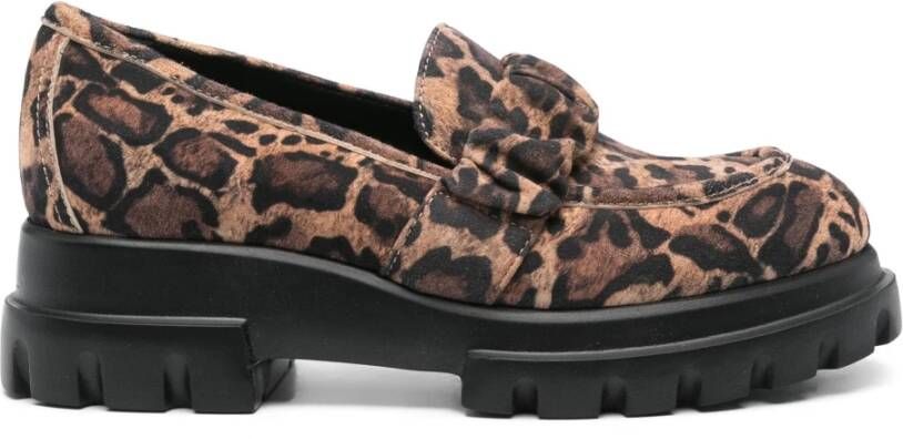 AGL Leopard Print Loafers Brown Dames