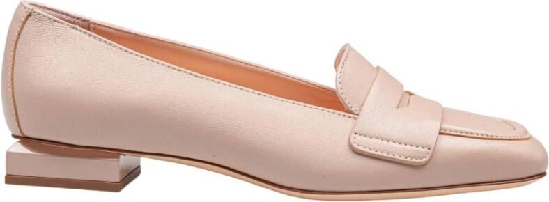 AGL Leren Mocassins Naaktkleur Metalen Hak Pink Dames