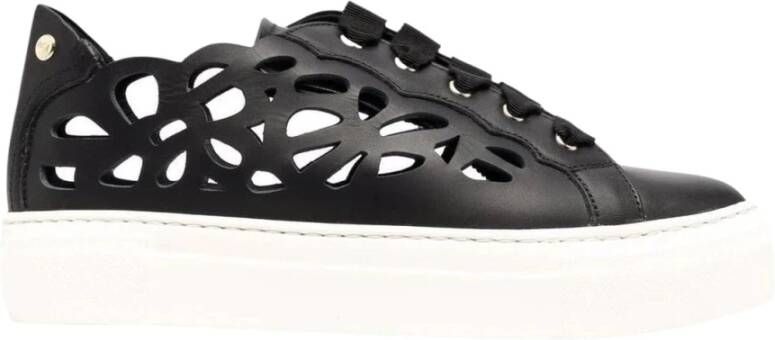 AGL Zwarte Leren Sleehak Sneakers Black Dames