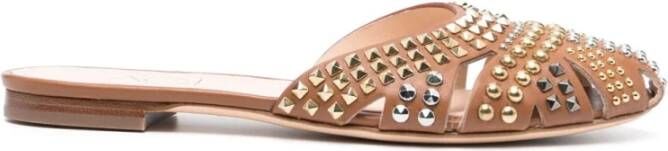 AGL Milly Studs Leren Muiltjes Brown Dames