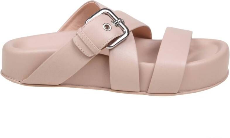 AGL Nude Leren Slides met Verstelbare Band Pink Dames