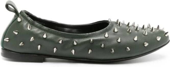 AGL Studded Leather Ballerina Schoenen Green Dames