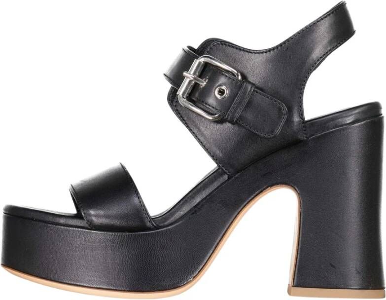 AGL Verstelbare riem leren pumps Made in Italy Black Dames