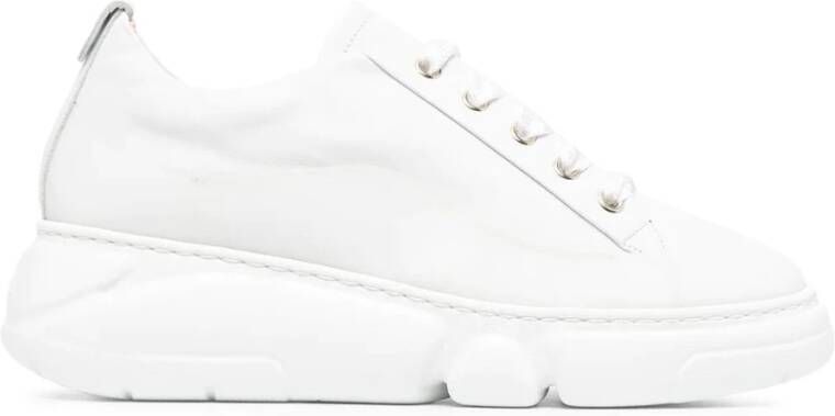 AGL Witte Leren Sleehak Sneakers White Dames