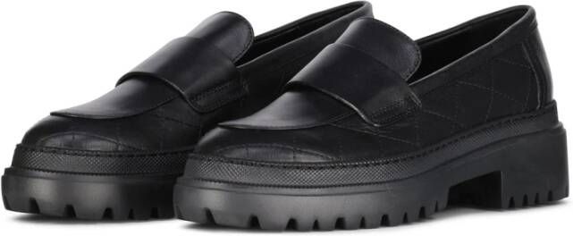 AGL Zachte leren loafers met elegante stiksels Black Dames