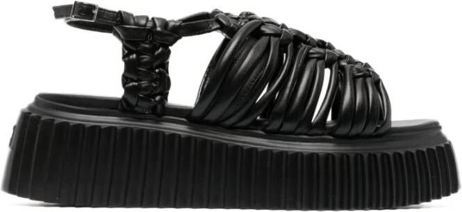 AGL Zwarte Flatform Sandalen Casual Open Sleehakken Black Dames