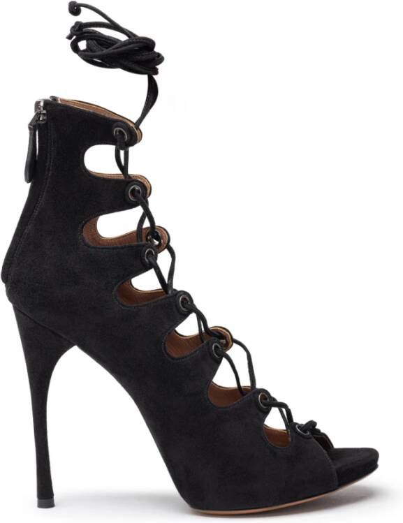 Alaïa Suède Open Teen Hak Sandalen Black Dames