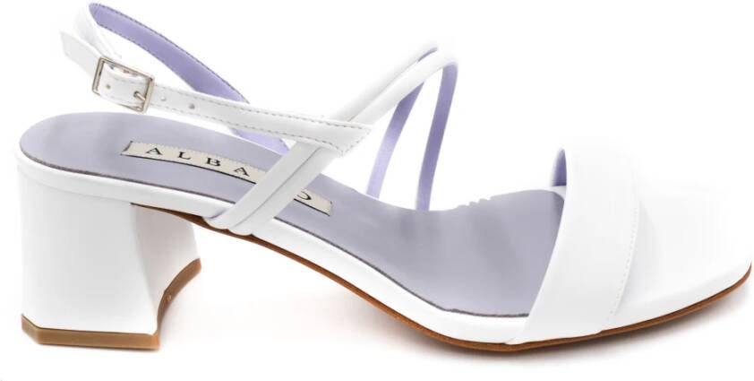 Albano Leren High Heel Sandalen White Dames