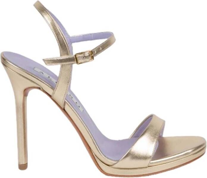 Albano Platina Metallic Sandalen met Gesp Detail Beige Dames