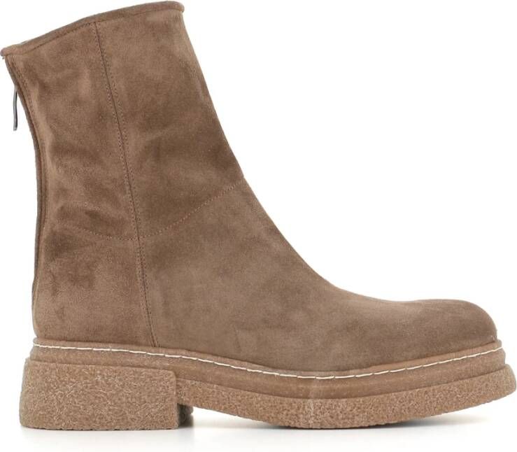 Alberto Fasciani Beige Suède Laarzen met Ronde Neus en Ritssluiting Beige Dames